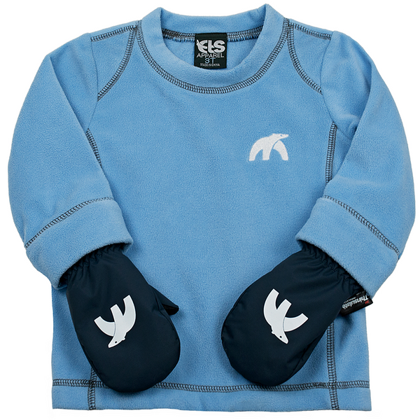 Blue Cubbies with mittens zipped on